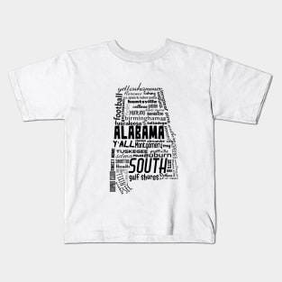 Alabama State Pride Word Cloud - Black Kids T-Shirt